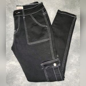 Christian Louboutin Black Ankle Jeans with White Stitching